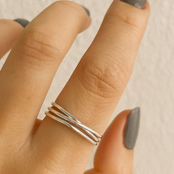 Sterling Silver Fidget Ring – Anxiety Spinner Ring – Minimalist Worry Ring - Picture 1 of 4